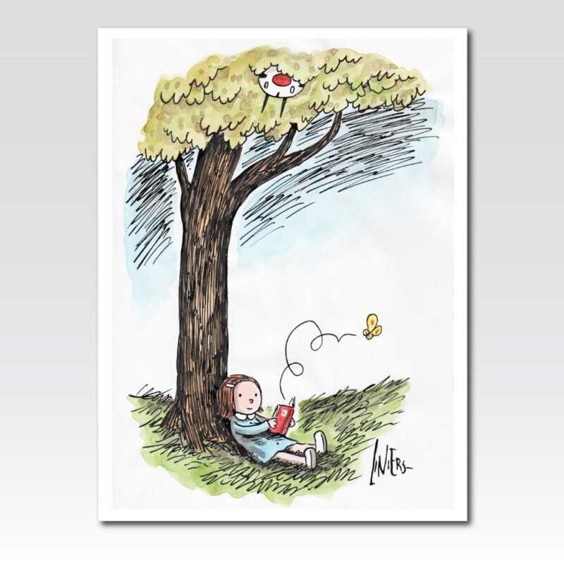 Enriqueta reading under a tree | by Liniers (1000x1000)